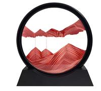 Yuomiker Images de Sable Rotatives 3D Dynamiques, Cadre en Verre Rond de Peinture de Sable Fluide, Décoration Relaxante pour Bureau, Maison, Art de Bureau(Rouge, 7 Pouces)