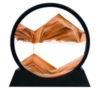 Yuomiker Peinture de Sable Fluide - Images de Sable Rotatives 3D Dynamiques, Art de Sable Mobile, Cadre en Verre Rond, Image de Sable, Décoration de Sablier de Paysage Naturel(Jaune, 7 Pouces)