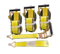 Yuoneiy Lot de 4 Sangles d'arrimage à cliquet Robustes avec Crochet en J 5,1 x 76,2 x 4535,9 kg pour Camion, conteneur, VTT, UTV, remorque