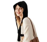 YUONNY Femme Hiver Bonnet Beanie Tricoté 100% Cachemire, Chapeaux Oreillette Doux Chaud et Coupe-Vent, Mode Bonnet de Ski avec Oreille Protection, Casual Chapeau de Neige en Tricot pour Cadeau Black