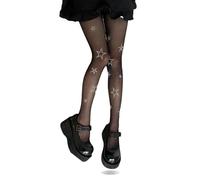 Yuoos Olivia Rodrigo - Bas de cuisse gothique Y2K - Motif étoile et strass - Pour femme, noir, taille unique