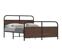 YUOTYRKTEJRSG Acier Robuste Design Intemporel chêne Marron 160x200 cm | Cadre de lit en métal sans matelas chêne marron 160x200 cm robuste sommier renforcé industriel noir pour chambre adulte