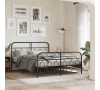 YUOTYRKTEJRSG Acier Robuste Design Intemporel lit Classique Noir 140x190cm | Cadre de lit métal 140x190cm sans matelas, sommier à lattes avec pied de lit noir renforcé pour chambre moderne et chambre