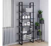YUOTYRKTEJRSG Armoire Haute Industrielle en pin Massif 100x30x210 cm, étagère bibliothèque de Rangement Grise, 6 tablettes pour Salon Chambre à Coucher, Design Moderne et Robuste