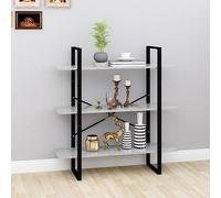 YUOTYRKTEJRSG Bibliothek Bücherregal 100x30x105 cm Industrie Design Grau Betonlook mit Metallrahmen, Stabile 3-Etagen Bücherwand für Wohnzimmer und Homeoffice, Einfache Montage