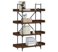 YUOTYRKTEJRSG Bibliothek Bücherregal 4 Ebenen aus Eiche 100x33x145,5 cm, Stilvolles Wohnzimmer mit Metallrahmen, Stabiles Bücherregal mit Verstellbaren Füßen für Bücher und Deko