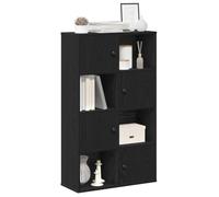 YUOTYRKTEJRSG Bibliothek Bücherregal Schrank 60x24x101 cm in Eiche Schwarz, Stabiles Ingenieurholz, Großer Stauraum für Bücher, Wohnzimmer, Büro, Einfache Montage & Pflege