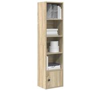 YUOTYRKTEJRSG Bibliothek Bücherregal Schrank mit Tür in Eiche Sonoma 31x24x127 cm, Stabiles Holzwerkstoff Regal für Wohnzimmer Büro, Viel Stauraum, Einfache Montage & Pflege, Modernes Design
