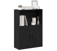 YUOTYRKTEJRSG Bibliothek Bücherregal Schrank mit Türen im modernen Design, 60x24x85 cm, aus stabilem Holzwerkstoff in Eiche Schwarz, für Wohnzimmer, Büro Oder Flur, vielseitiges Aufbewahrungsmöbel
