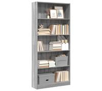 YUOTYRKTEJRSG Bibliothek Bücherregal Sonoma Grau 176 cm Hoch Modernes Wohnzimmer Schlafzimmer Regalbrett Aus Stabilem Holzwerkstoff 80x24x176 cm Viel Stauraum
