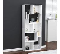 YUOTYRKTEJRSG Bibliothek Bücherregal Weiß Modern 67x24x161 cm Hochglanz Wohnzimmer Schlafzimmer Büro Aufbewahrung Stauraum Regalbrett Engineering Wood