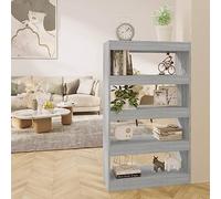 YUOTYRKTEJRSG Bibliothek Raumteiler Bücherregal Sonoma Grau 135 cm, Stabiles Holzregal mit großer Stauraum für Bücher, Wohnzimmer, Flur Oder ALS Deko Regalwand, Einfache Montage