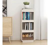 YUOTYRKTEJRSG Bibliothek Raumteiler Weiß 40x35x103 cm Massivholz Kiefer Bücherregal mit 3 Fächern Stauraum für Wohnzimmer Flur ALS Raumtrenner Dekoration