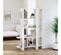 YUOTYRKTEJRSG Bibliothek Raumteiler Weiß Hochglanz 100x30x160 cm Bücherregal mit 5 Ebenen Stauraum für Wohnzimmer Büro Moderne Einrichtung Möbel