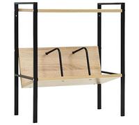 YUOTYRKTEJRSG Bibliothek Regal 2 Stufen Bücherregal Schwarz Eiche 52x28x59 cm aus Holzwerkstoff für Wohnzimmer Deko Pflanze Industrie Design kompakt Einfach montierbar