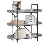 YUOTYRKTEJRSG Bibliothek Regal 3 Ebenen Bücherregal 100x33x108,5 cm Sonoma Grau, Stabile Industriestil Etagere mit Metallrahmen, Viel Stauraum für Wohnzimmer Büro, Einfache Montage