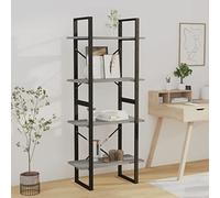 YUOTYRKTEJRSG Bibliothek Regal 4 Ebenen Bücherregal 140 cm Hoch Sonoma Grau Modernes Wohnzimmer Regal Stauraum Möbel aus Holz Metall 60x30 cm
