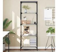 YUOTYRKTEJRSG Bibliothek Regal 5 Ebenen Bücherregal Sonoma Grau 59x35x171 cm Industriestil Wandregal mit Metallrahmen für Wohnzimmer Büro Aufbewahrung