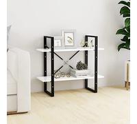 YUOTYRKTEJRSG Bibliothek Regal Bücherregal 2 Ebenen Weiß 80x30x70 cm Industrie Design Stil Lagerung Wohnzimmer Schlafzimmer Büro Holzwerkstoff Metall Robust