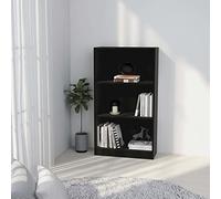 YUOTYRKTEJRSG Bibliothek Regal Bücherregal 3 Ebenen Schwarz 60x24x109 cm Aufbewahrung Wohnzimmer Schlafzimmer Büro Holzwerkstoff Stilvoll Stabil