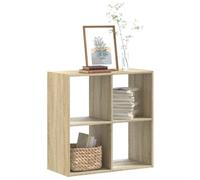 YUOTYRKTEJRSG Bibliothek Regal Bücherregal Sonoma Eiche 68.5x32x68.5 cm mit 4 Fächern, Stabiles Ingenieurholz für Wohnzimmer Büro, Vielseitiges Aufbewahrungsmöbel für Bücher Deko