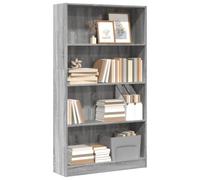 YUOTYRKTEJRSG Bibliothek Regal Bücherregal Sonoma Grau 80x24x143 cm aus Holzwerkstoff, Stabiles Büroregal und Wohnzimmer Regal mit Viel Stauraum für Bücher, Ordner und Deko