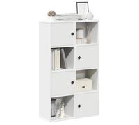 YUOTYRKTEJRSG Bibliothek Weiß Bücherregal 60x24x101,5 cm mit Türen aus Holzwerkstoff, Stabiles Bücherregal für Wohnzimmer & Homeoffice, Großer Aufbewahrungsschrank für Bücher, Zeitschriften und Deko