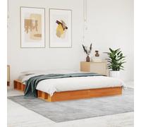 YUOTYRKTEJRSG Bois de pin Massif Design Stable Brun 150x200cm | Cadre de lit sans matelas cire marron 150x200cm bois pin massif sommier à lattes robuste pour chambre moderne et petit espace