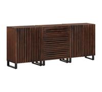 YUOTYRKTEJRSG Buffet 3 Pièces Style Industriel en Bois de Manguier Massif et Acier, Meuble de Rangement Salon Chambre, 60x34x75 cm, Grand Espace Organisation