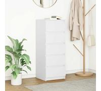 YUOTYRKTEJRSG Buffet de Rangement Blanc avec 5 Tiroirs en Bois d'Ingénierie, Meuble de Salle à Manger et Salon 37.5x35x99 cm, Grand Espace de Stockage, Design Moderne et Facile à Nettoyer