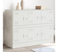 YUOTYRKTEJRSG Buffet de Rangement Blanc en Acier 99x39x73 cm, Meuble TV Salon Moderne, Armoire étagère Robuste pour séjour Salle à Manger, Design Tendance avec 6 Portes et poignées