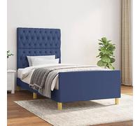 YUOTYRKTEJRSG Cadre de lit sans Matelas Bleu 90x200 cm Tissu sommier à Lattes avec tête de réglable Cadre de lit Adulte Robuste Support Stable literie Chambre