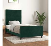 YUOTYRKTEJRSG Cadre de lit Velours Vert foncé 90x190 cm sommier à Lattes tête de lit réglable sans Matelas Design Chambre à Coucher Support Dos Lecture TV