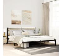 YUOTYRKTEJRSG Cadre lit Robuste Design élégant Oak Sonoma 193x203 cm Brun | Cadre de lit en métal robuste sans matelas chêne sonoma 193x203 cm sommier renforcé lit plateforme industriel chambre adulte