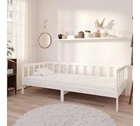 YUOTYRKTEJRSG Canapé Lit avec Matelas 90x200 cm Blanc Pin Massif Confortable pour Invités Durable Soutien Dossier Convertible Chambre Salon Hospitalité
