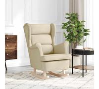 YUOTYRKTEJRSG Chaise à Bascule Adulte Confortable en Tissu Crème, Fauteuil à Bascule pour Salon et Bureau, Rembourrage Moelleux, Mouvement Doux, Dimensions 74x90x102 cm, Support 110 kg