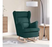 YUOTYRKTEJRSG Chaise à Bascule Adulte Confortable en Tissu Vert Foncé, Fauteuil à Bascule pour Salon et Bureau, Rembourrage Moelleux, Mouvement Doux, Dimensions 74x90x102 cm, Capacité 110 kg