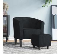 YUOTYRKTEJRSG Chaise Cabriolet avec Repose-Pieds Velours Noir, Fauteuil de Salon Moderne et Confortable pour Salon ou Chambre, Siège Pivotant avec Accoudoirs Rembourrés, Capacité 110 kg