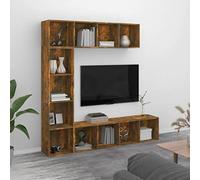 YUOTYRKTEJRSG Ensemble Bibliothek TV Möbel 3-teilig Bücherregal Wandregal Schrank in Eiche Rauchfarben 180x30x180 cm für Wohnzimmer Homeoffice