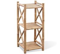 YUOTYRKTEJRSG Étagère en Bambou 3 Niveaux Carré, de Salle de Bain Porte-Serviettes, Livre Murale pour Salon Chambre, Étagère Plante Déco Intérieur Extérieur, Compacte Résistante aux Intempéries