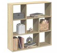 YUOTYRKTEJRSG Etagere Raumteiler Bücherregal aus Eiche Sonoma 102x29x103.5 cm, 7-Fach Aufbewahrungsregal mit großer Stauraum, Modernes Wohnzimmer Regal ALS Raumtrenner und Deko Regal
