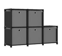 YUOTYRKTEJRSG Etagere Regal 5 Cubes mit Boxen, Bücherregal Wohnzimmer, Stoff Aufbewahrung Organizer Schwarz Grau, 103x30x72.5 cm, Modernes Raumteiler Regal für Homeoffice und Schlafzimmer