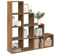 YUOTYRKTEJRSG Étagère séparatrice de pièce 4 Niveaux chêne Artisanal, étagère bibliothèque modulable avec 10 Compartiments, Rangement Salon Bureau Multifonction, Design escalier Stable