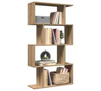 YUOTYRKTEJRSG Étagère séparatrice de pièce 4 Niveaux chêne Artisanal, étagère de Rangement Multifonction, bibliothèque modulaire Design pour Salon et Bureau, Stable et Facile à Nettoyer