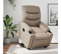 YUOTYRKTEJRSG Fauteuil inclinable électrique pour Personnes âgées et à mobilité réduite, Levage Dossier réglable, Similicuir Cappuccino, Confortable et Stable, Charge Max 110 kg
