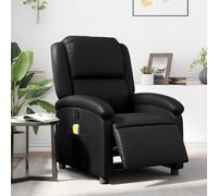 YUOTYRKTEJRSG Fauteuil Massage Electrique Inclinable Relaxation avec 6 Points Vibrants, Similicuir Noir Confortable pour Salon et Bureau, Appui-Tete et Repose-Pieds Reglables, Charge Max 110kg