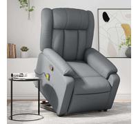 YUOTYRKTEJRSG Fauteuil Massant Électrique Levant Inclinable pour Personnes Âgées et Convalescence, Siège Relax Gris Similicuir avec 6 Points de Vibration, Dossier Basculant 135°, Charge Max 110 kg