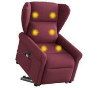 YUOTYRKTEJRSG Fauteuil Massant Électrique Reclining avec Fonction Lève-Personne pour Seniors, Siège Vibrant 6 Points en Tissu Rouge Bordeaux Confortable pour Salon et Chambre