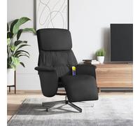 YUOTYRKTEJRSG Fauteuil Massant Inclinable avec Repose-Pieds et Rotation 360°, 6 Points de Vibration, Tissu Noir Confortable pour Salon Bureau, Détente et Relaxation à Domicile