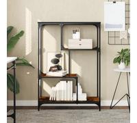 YUOTYRKTEJRSG Industrie Bücherregal 115 cm Eiche Rauchfarben Stahlgestell Wohnzimmer Büro Aufbewahrung Regalbrett 81x36 cm Stauraum Möbel